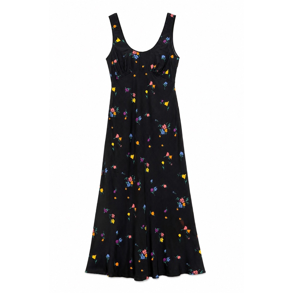 Rumored Womens North Country Midi Dress Black Splash Size S Cottage Y2K Boho
